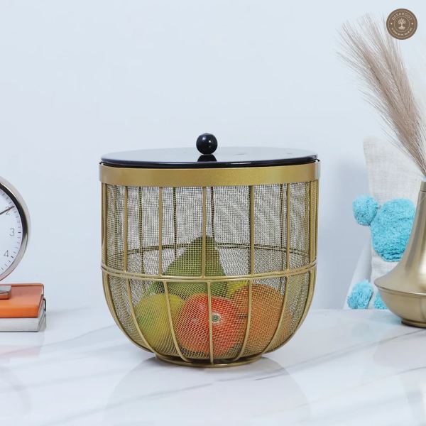 Black & Gold Fruit Cage Basket