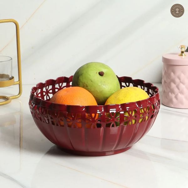 Metal Burgundy Fruit Bowl