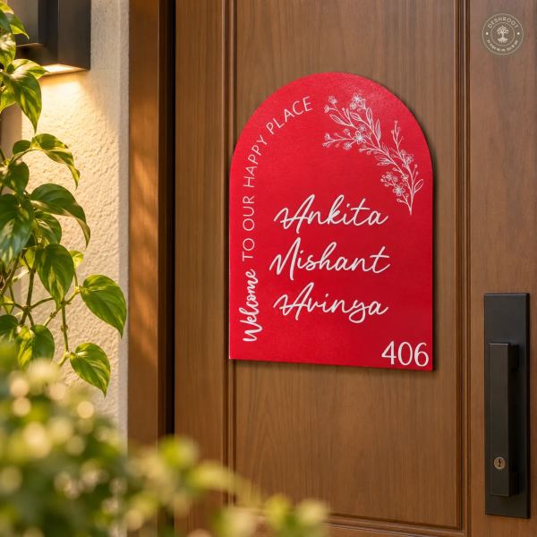 Welcome to Our Happy Place – Personalized Family Name Plate