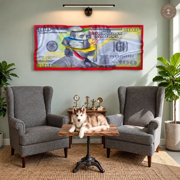 The Cut $100 Bill Wall Art | Abstract Currency Pop Art for Modern Home & Office Décor