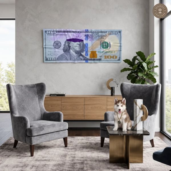 Mind Over Money $100 Bill Wall Art | Abstract Currency Pop Art for Modern Home & Office Décor