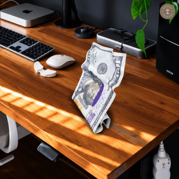 Mind Over Money Tabletop Art | Modern 3D Dollar-Inspired Desk Décor & Statement Showpiece