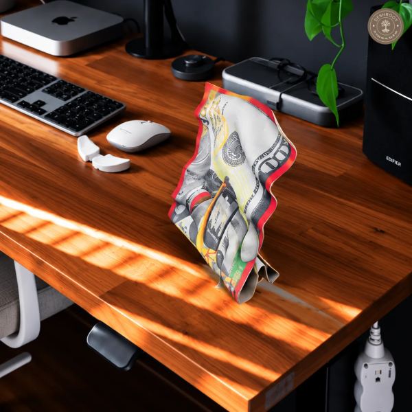 The Split Hundred Tabletop Art | Contemporary Money-Inspired Desk Décor 50×20 cm