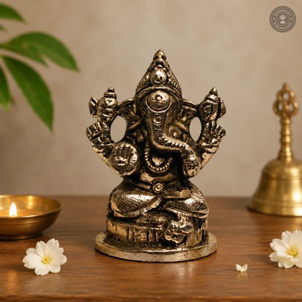 Antique Finish Lord Ganesha Brass Idol