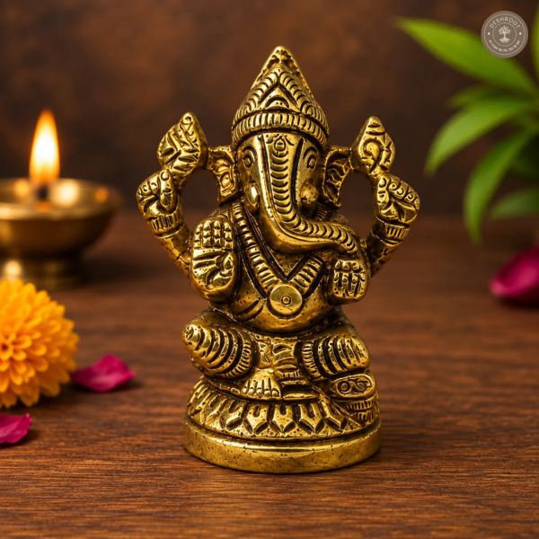 Handcrafted Mini Brass Lord Ganesha Idol