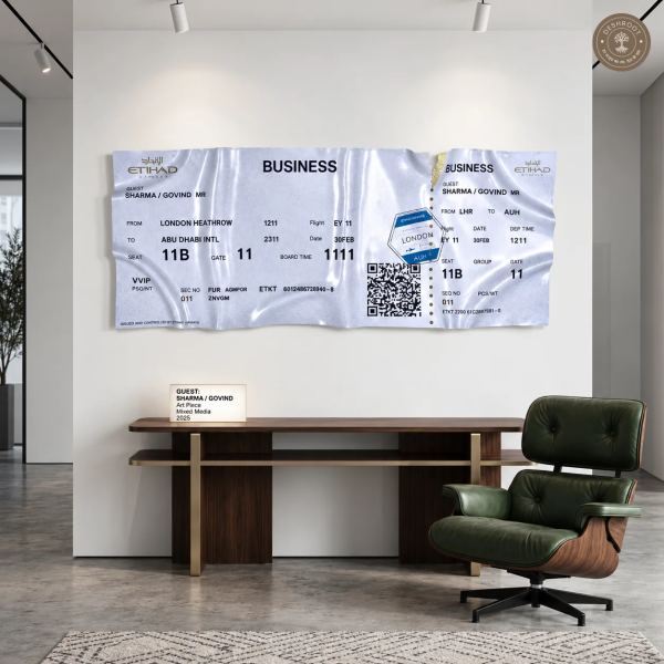 The Etihad Boarding Pass Wall Art | Luxury Abu Dhabi Travel Décor & Statement Art
