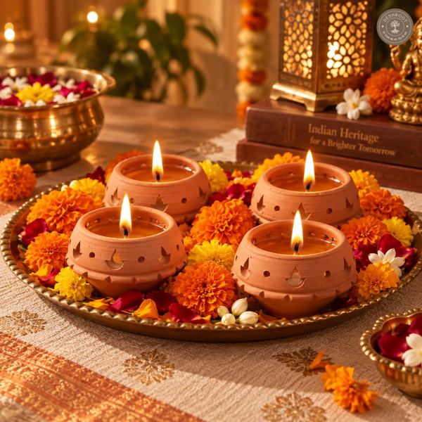 Terracotta Cut Diya Set of 4 – Handcrafted Clay Diwali Diyas