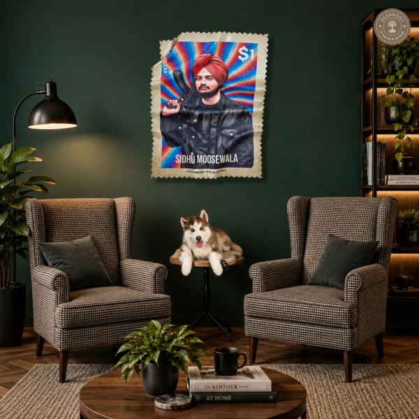 The 295 - Sidhu Moosewala Tribute Stamp Wall Art | Punjabi Music Décor