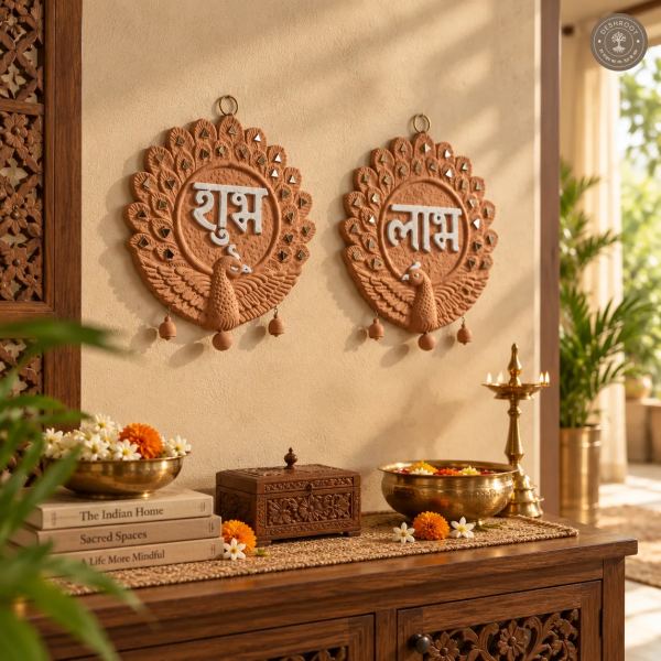 Shubh Labh Wall Plate Pair – Handcrafted Traditional Indian Décor