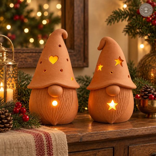 Terracotta Gonks Set of 2 – Handcrafted Clay Decorative Figurines