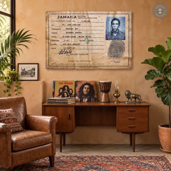 The 420 ID - Bob Marley Passport-Style Reggae Legend Wall Art