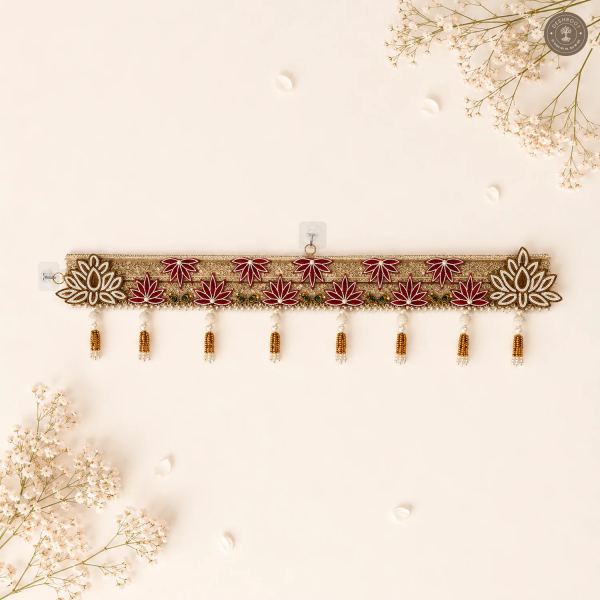 Elegant Red & Golden Lotus Bandhanwar