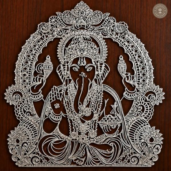 Divine Ganesha Handcrafted Wooden Wall Frame