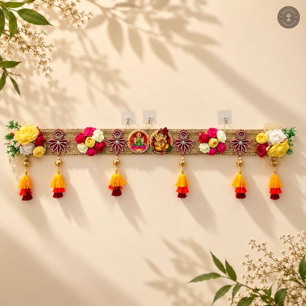Lakshmi Ganesh Designer Bandhanwar with Floral Embellishment