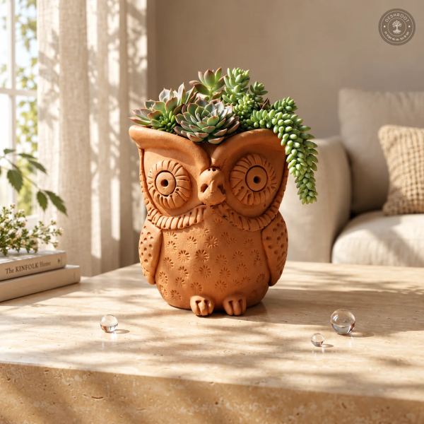 Terracotta Big Owl Planter