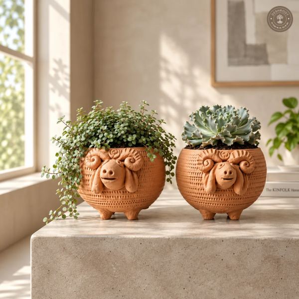 Terracotta Sheep Planter Set of 2