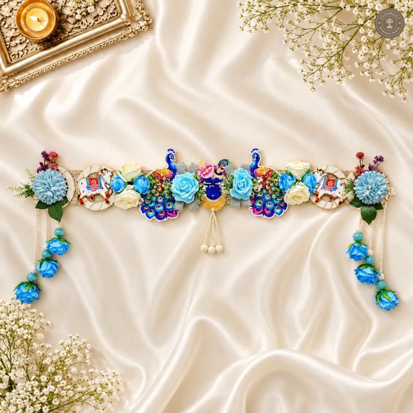 Blue Floral Peacock Toran Wall Hanging