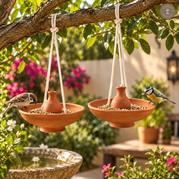Terracotta Bird Feeder Pair