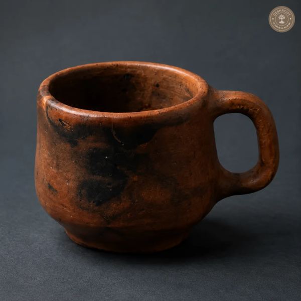 Handcrafted Terracotta Cup – 3 Inch Rustic Earthenware Tea & Coffee Cup with Rounded Handle for Traditional Indian Dining & Everyday Use