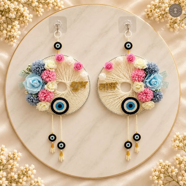 Flower Evil Eye Shubh Labh Wall Hanging