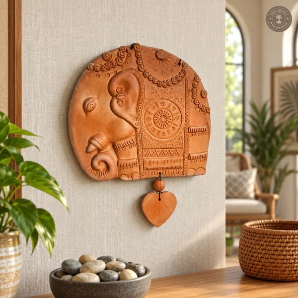 Terracotta Elephant Wall Plate