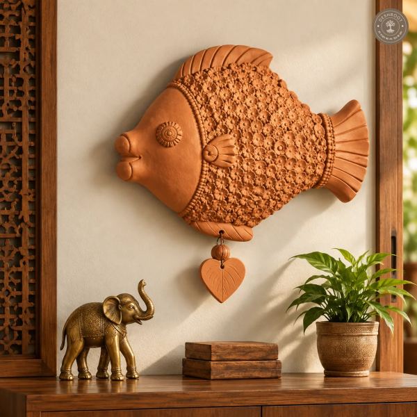 Terracotta Fish Wall Plate – Large