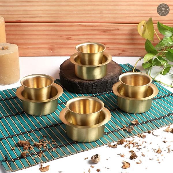 Brass Filter Coffe Bowl & Glass Set of 8