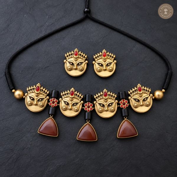 Aaradhya Terracotta Necklace – Handcrafted Tamil Nadu Terracotta Jewellery with Natural Clay Finish for Saree, Kurta, Festive & Ethnic Wear