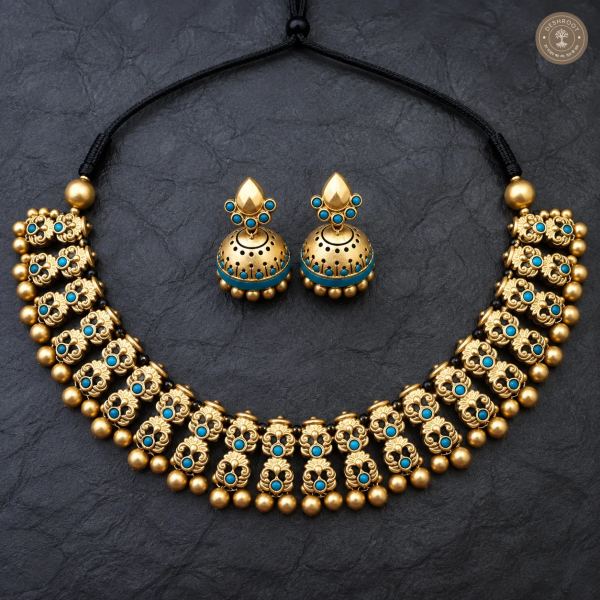 Oviya Terracotta Necklace – Handcrafted Tamil Nadu Terracotta Jewellery with Natural Clay Finish for Saree, Kurta, Festive & Ethnic Wear