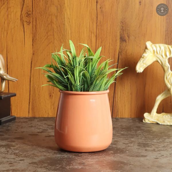 Orange Glossy Flower Pot Single