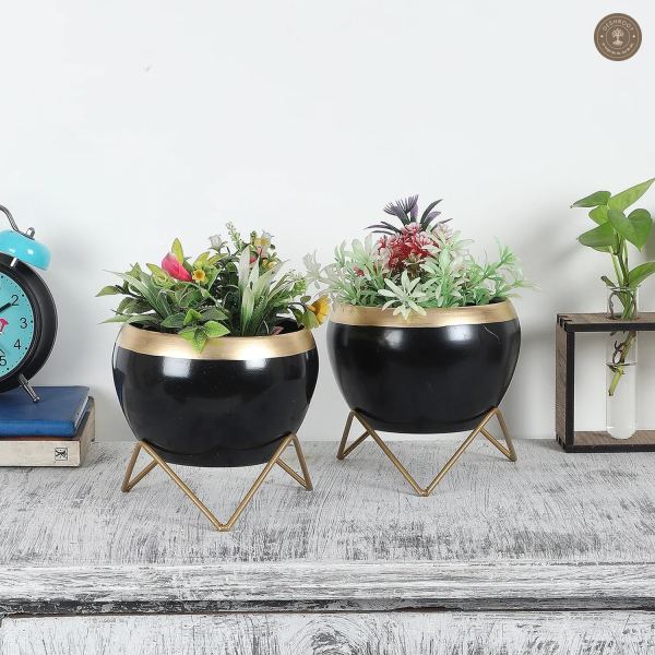Black Apple Planter Set of 2