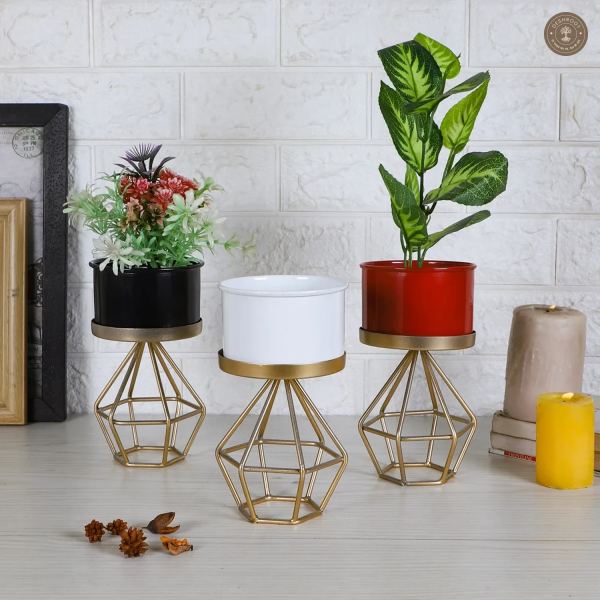 Diamond Metal Planter Set of 3