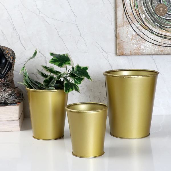Gold Glass Shape Planter Set of 3