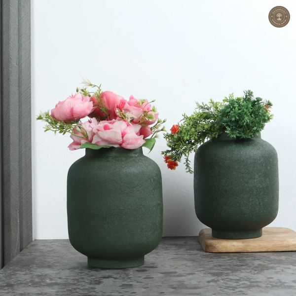 Green Textured Flower Pot Set of 2