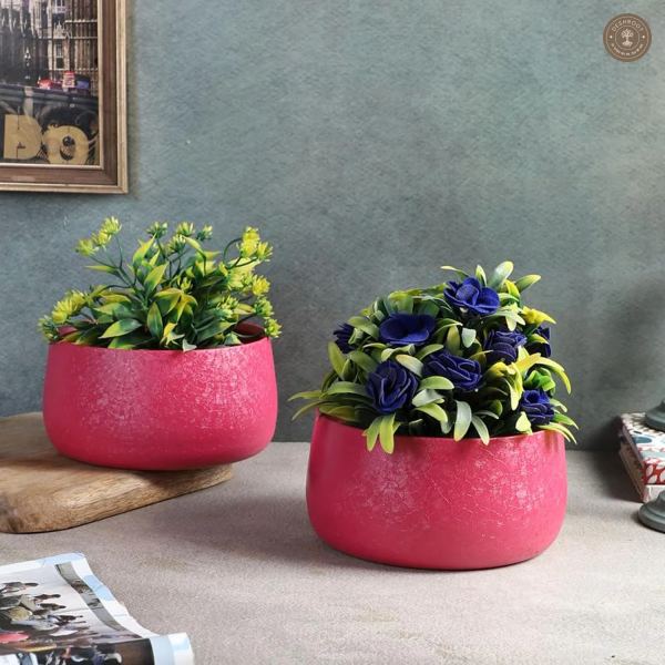 Maroon Bowl Textured Planter Set of 2