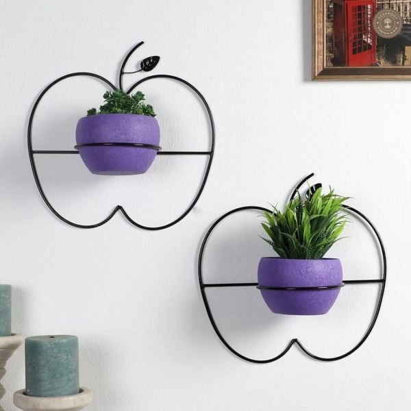 Wall Hanging Purple Apple Planter Set of 2