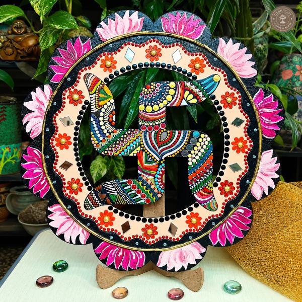Swastik Dot Mandala 12 inch wall hanging