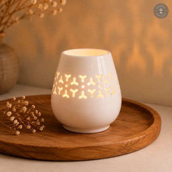Handcrafted Pure Agra White Marble Jali Tealight Candle Holder