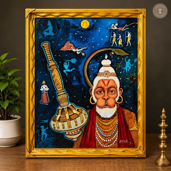 Divine Lord Hanuman Folk Art Painting