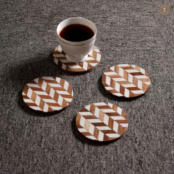 Wooden & Resin Geometric Coasters Handcrafted MDF Coasters