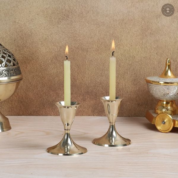 Small Brass Candle Stand Set of 2