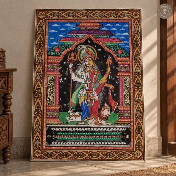 Ardhanarishwar Pattachitra Painting – Handmade Traditional Indian Art