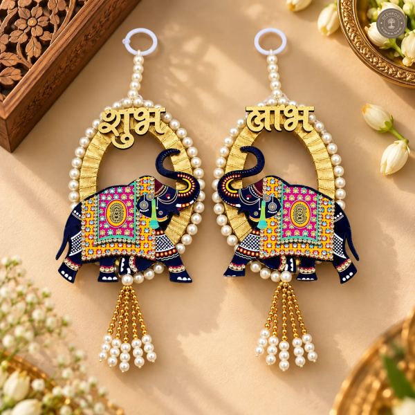 Elephant Shubh Labh Wall Hanging