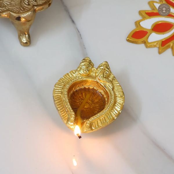 Lakshmi Ganesh Gold Aluminium Diya