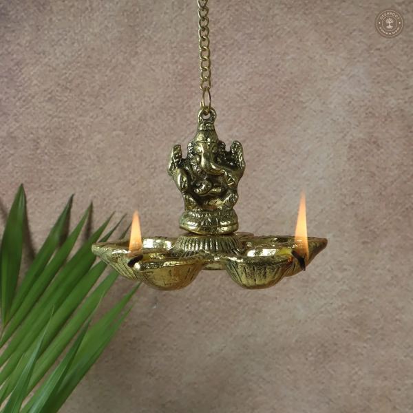 Hanging Gold Ganesh Diya