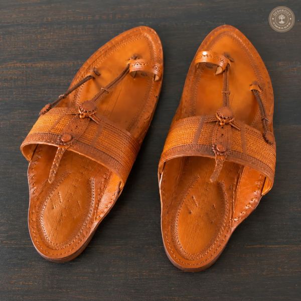 Original Kolhapuri Leather Chappal for Men – Handcrafted Genuine Leather Traditional Sandals with Soft Footbed for Ethnic, Festive & Everyday Wear