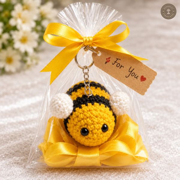 Handmade Crochet Bee Keychain
