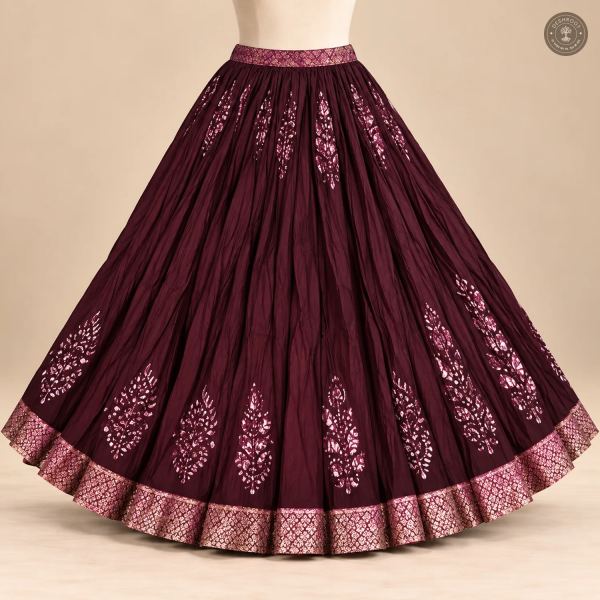 Wine Dola Silk Chaniya Ghagra
