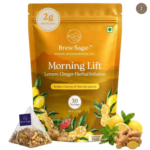 Morning Lift Lemon Ginger Tulsi Herbal Tea Bags