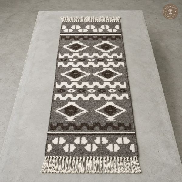 Handwoven Tribal Diamond Pattern Runner Rug